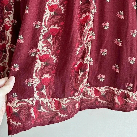 Lucky Brand Rust Bohemian Floral Peasant Blouse, Size Small - Picture 15 of 16